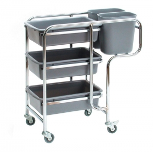STEEL FOOD SERVICE TROLLEY WITH BUCKETS